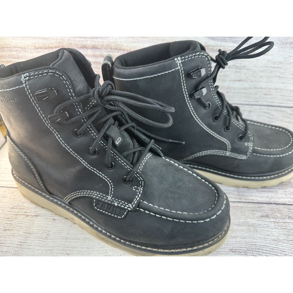Brunt Marin Men's Black Leather Soft Toe Waterproof Lace Up Work Boots Size 9.5M